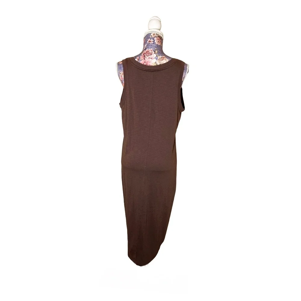Sonoma Goods For Life Brown V-Neck Sleeveless Midi T-Shirt Dress‎ Size L
